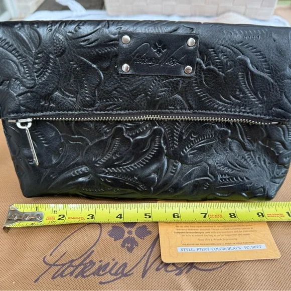 Patricia Nash Black Floral Embossed Wristlet - Picture 5 of 6